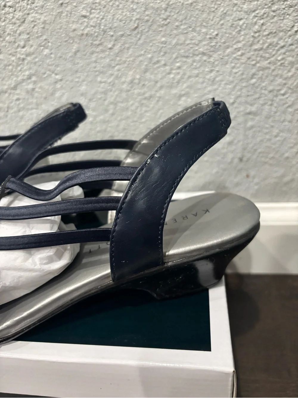 Karen Scott Black Strappy Elinoor Navy kitten heel